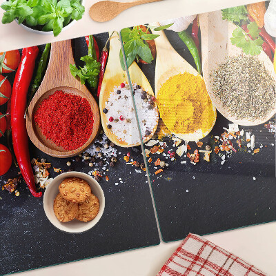Glass kitchen board Spices and herbs