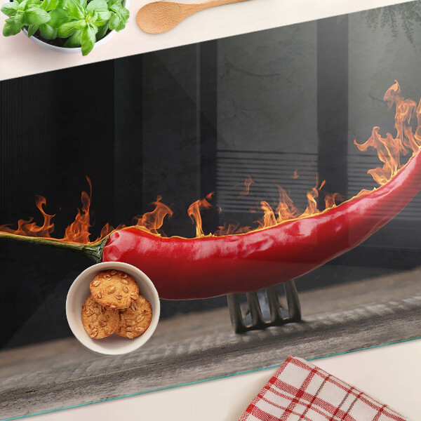 Cutting board Fire and chili pepper