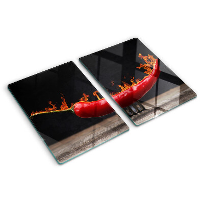 Cutting board Fire and chili pepper