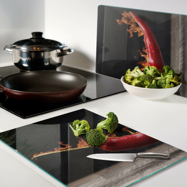 Cutting board Fire and chili pepper
