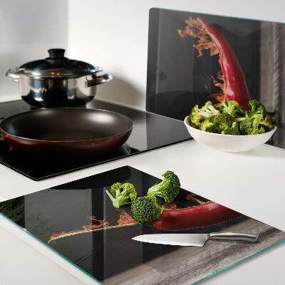 Cutting board Fire and chili pepper