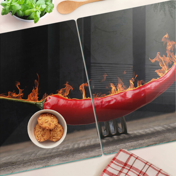 Cutting board Fire and chili pepper