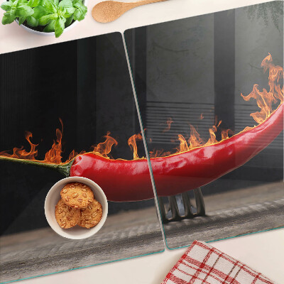 Cutting board Fire and chili pepper
