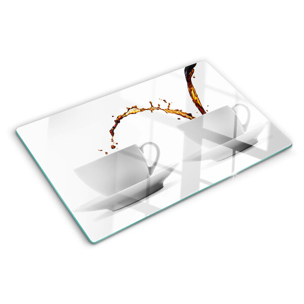 Glass kitchen board Coffee in cups