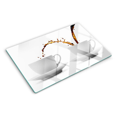 Glass kitchen board Coffee in cups