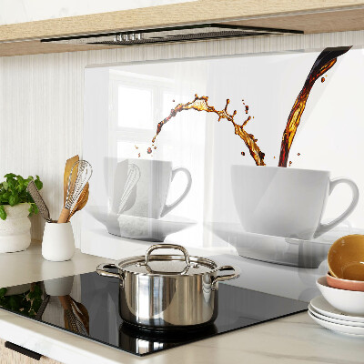 Glass kitchen board Coffee in cups