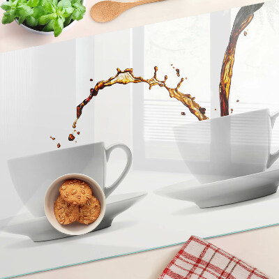Glass kitchen board Coffee in cups
