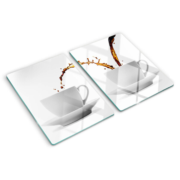 Glass kitchen board Coffee in cups