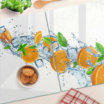 Chopping board Citrus fruits in water