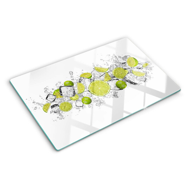 Glass kitchen board Lemons and ice
