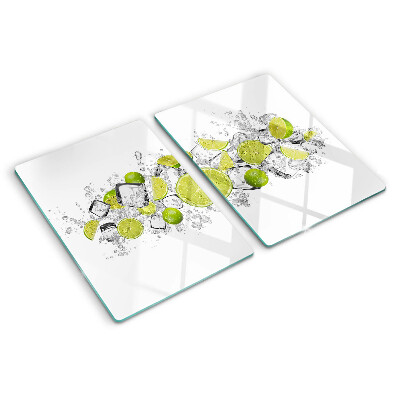 Glass kitchen board Lemons and ice