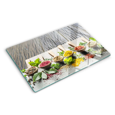 Chopping board glass Spices and herbs