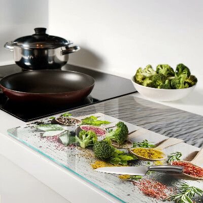 Chopping board glass Spices and herbs