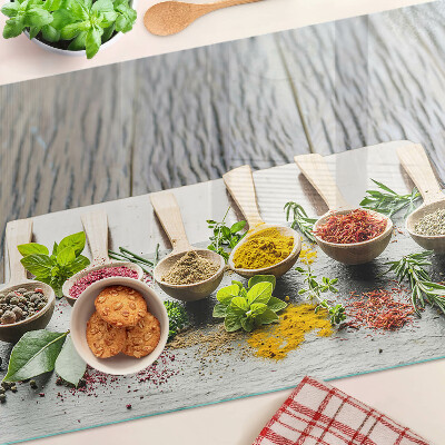 Chopping board glass Spices and herbs
