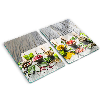 Chopping board glass Spices and herbs