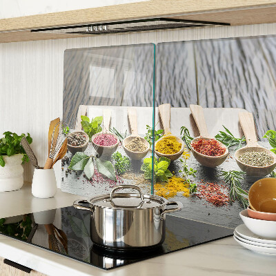 Chopping board glass Spices and herbs