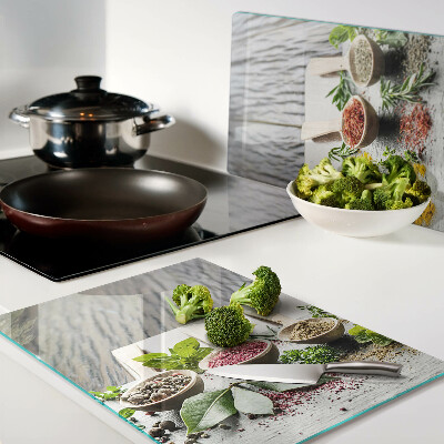 Chopping board glass Spices and herbs