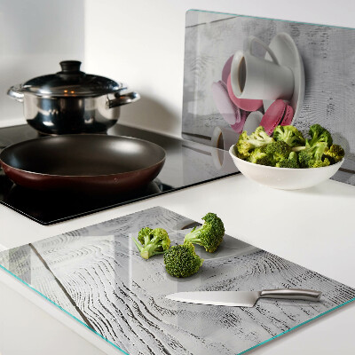 Cutting board Coffee and macaroons on a wooden background