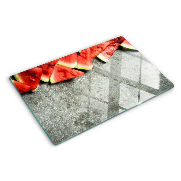 Glass kitchen board Watermelon slices on a gray background