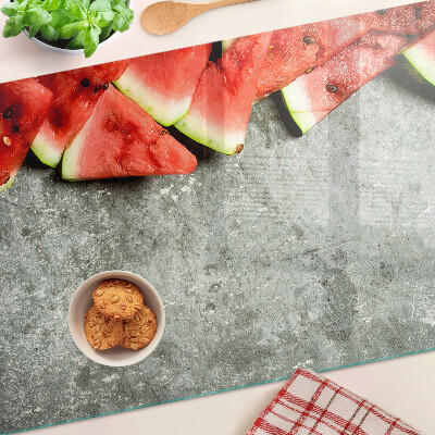 Glass kitchen board Watermelon slices on a gray background