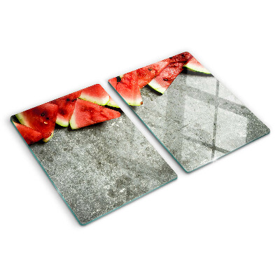 Glass kitchen board Watermelon slices on a gray background