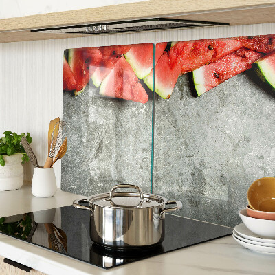 Glass kitchen board Watermelon slices on a gray background