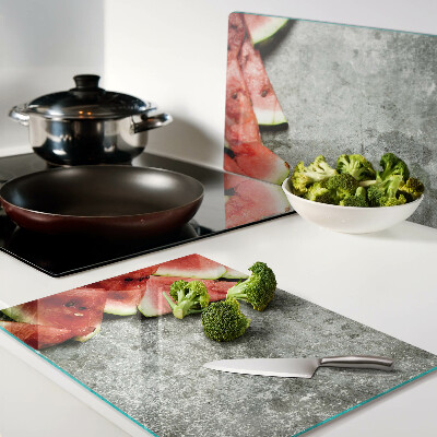 Glass kitchen board Watermelon slices on a gray background