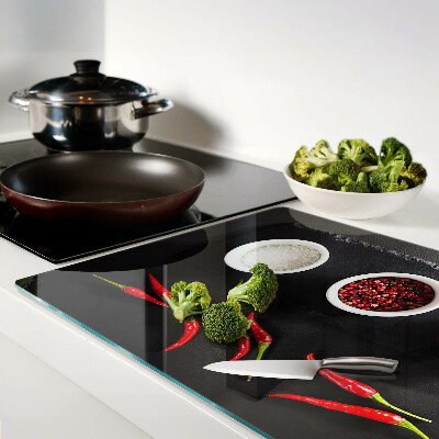 Cutting board Spices and red peppers