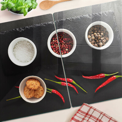 Cutting board Spices and red peppers