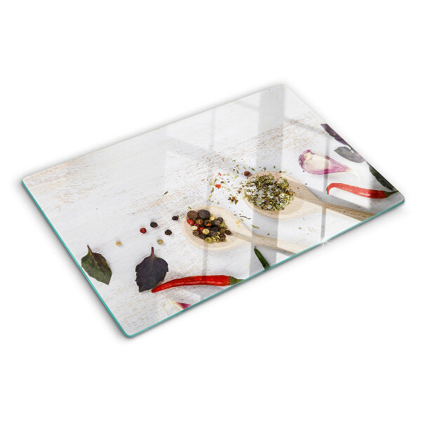 Glass kitchen board Spices and herbs