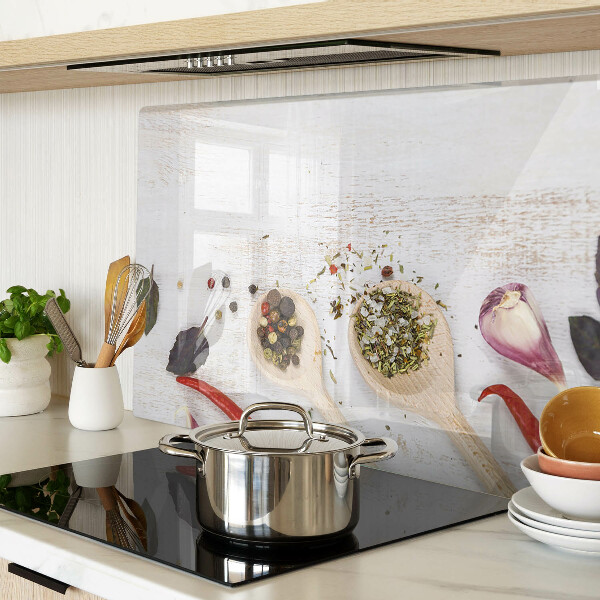 Glass kitchen board Spices and herbs
