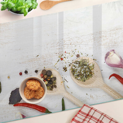 Glass kitchen board Spices and herbs