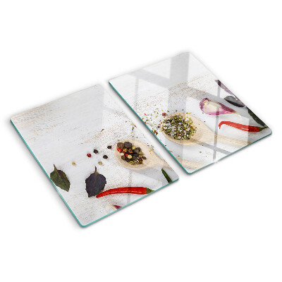 Glass kitchen board Spices and herbs