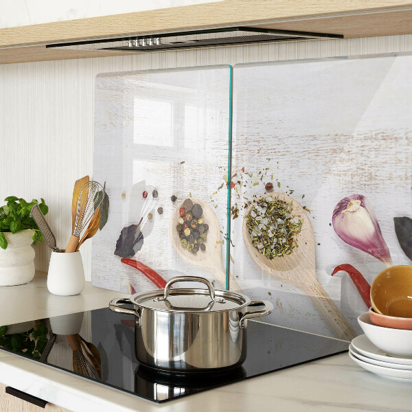 Glass kitchen board Spices and herbs