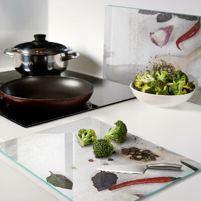Glass kitchen board Spices and herbs