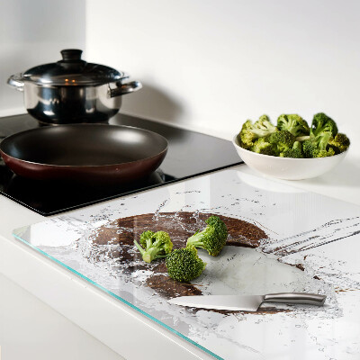 Glass kitchen board Coconut with water and splash