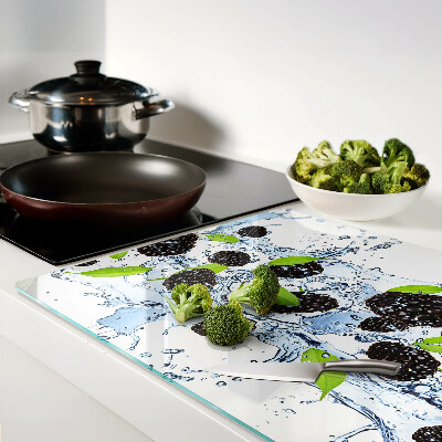 Chopping board glass Fruit in water