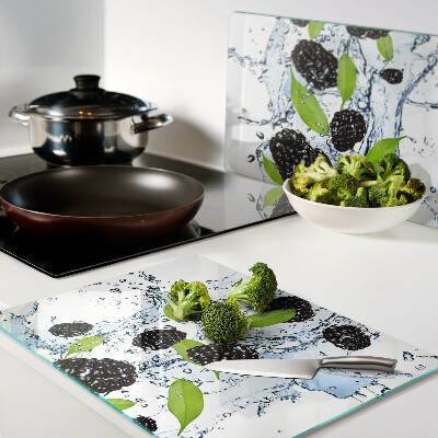 Chopping board glass Fruit in water