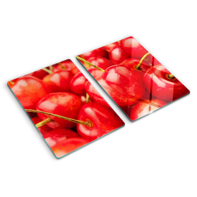 Glass kitchen board Cherries on a red background
