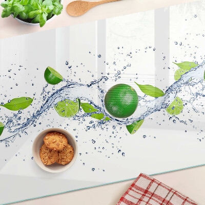 Glass chopping board Lemons and leaf water