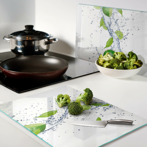 Glass chopping board Lemons and leaf water
