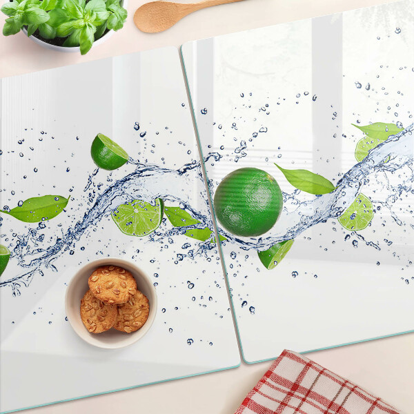 Glass chopping board Lemons and leaf water