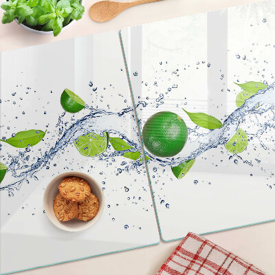 Glass chopping board Lemons and leaf water
