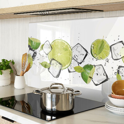 Glass chopping board Lemons with ice in water