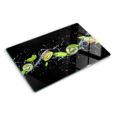 Cutting board Kiwi in water with leaves