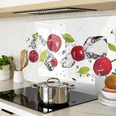 Glass kitchen board Red apples with ice