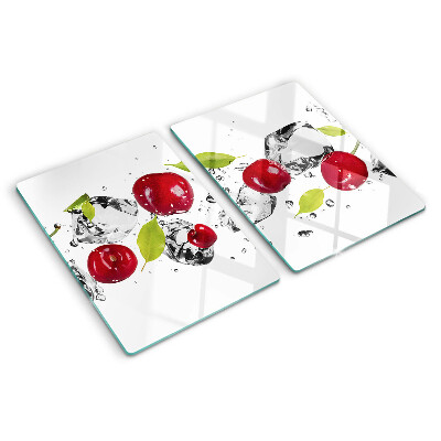 Glass kitchen board Red apples with ice