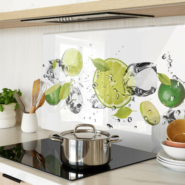 Glass chopping board Lemons and ice in water