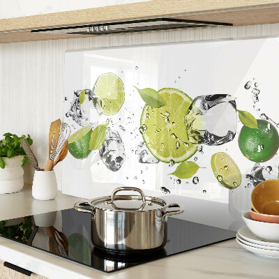 Glass chopping board Lemons and ice in water