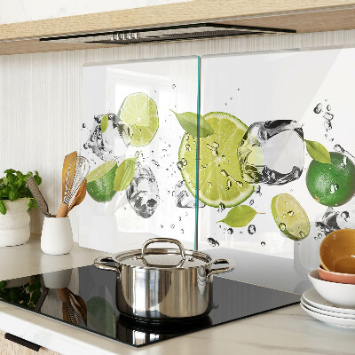 Glass chopping board Lemons and ice in water